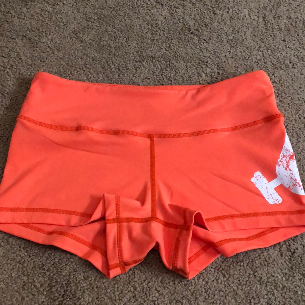 Women’s Athletic Shorts - Coral Orange Stretch Performance